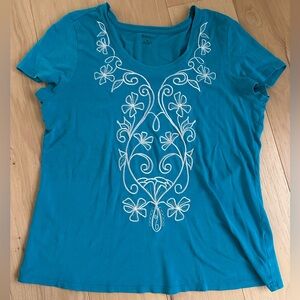 Style & Co. Blue Embellished Short Sleeve Tee
